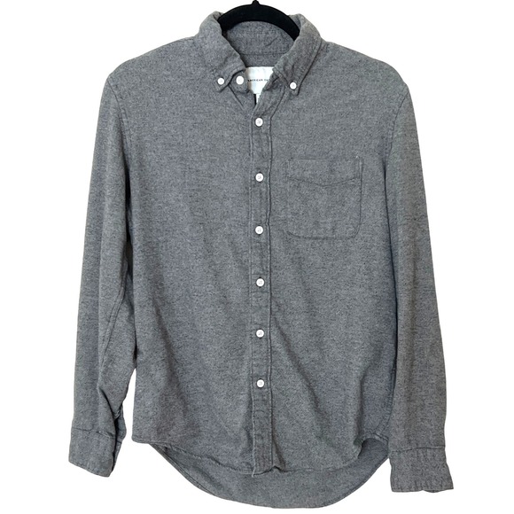 American Eagle Outfitters Gray Herringbone Flannel Button-Down Shirt Small EUC - Picture 1 of 9